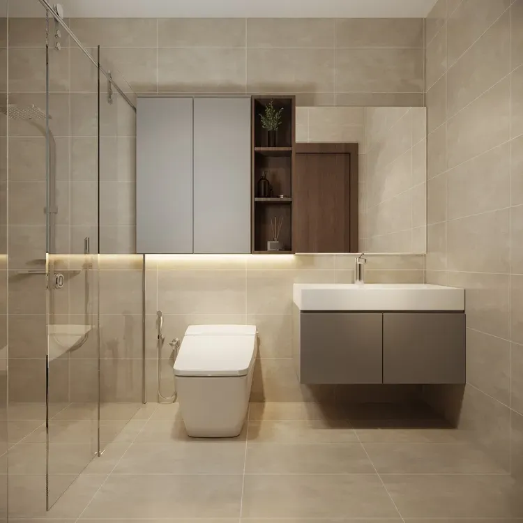 Phòng tắm - Căn hộ 85m2 Vinhomes Grand Park - Phong cách Modern  | Space T