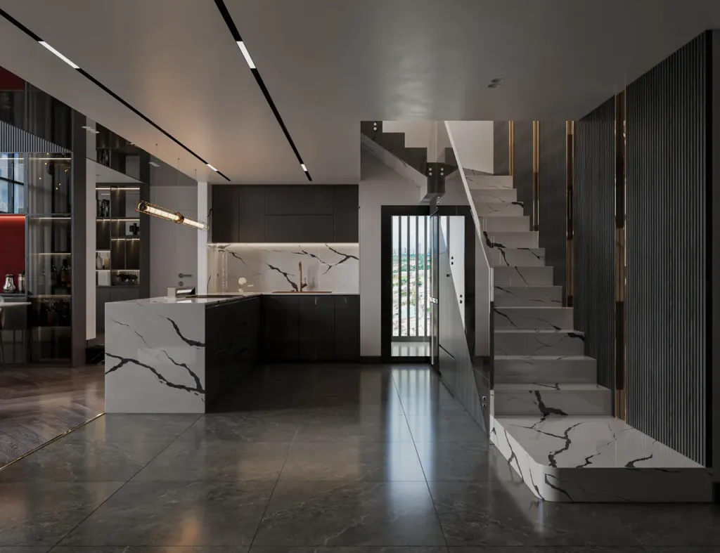 Phòng bếp - Căn hộ duplex D'Lusso Quận 2 - Phong cách Modern  | Space T