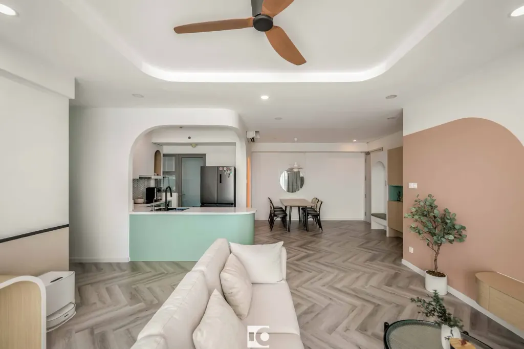 Phòng khách - Căn hộ The Riviera Point Quận 7 - Phong cách Minimalist + Color Block  | Space T