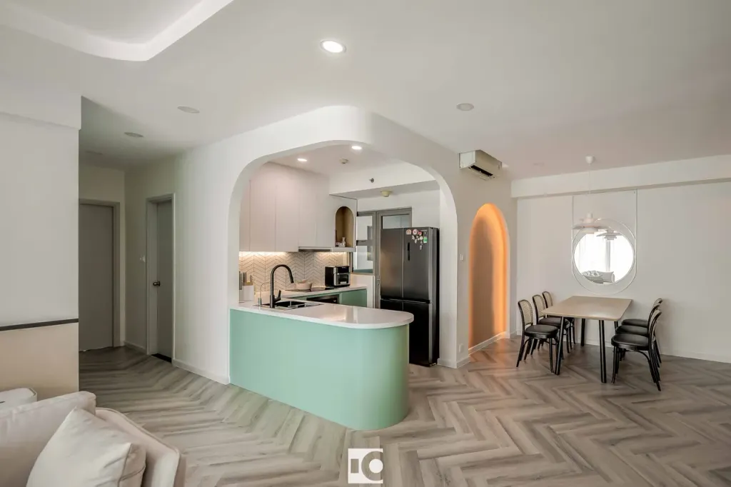 Phòng bếp - Căn hộ The Riviera Point Quận 7 - Phong cách Minimalist + Color Block  | Space T