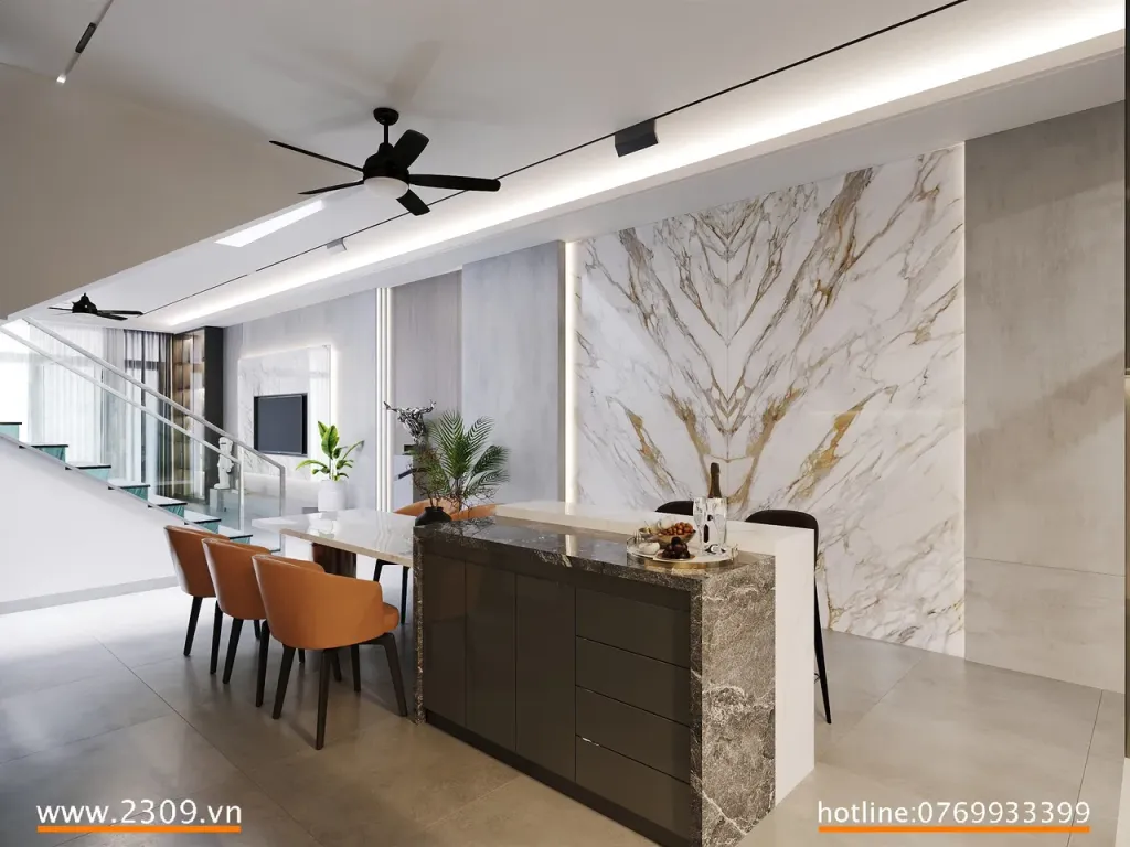 Phòng bếp - Nhà phố Him Lam Phú Đông - Phong cách Modern  | Space T