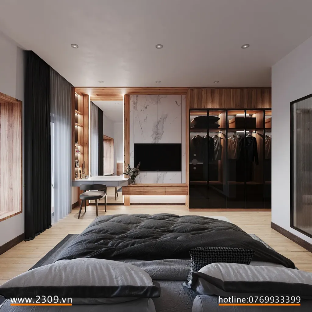 Phòng ngủ - Nhà phố Him Lam Phú Đông - Phong cách Modern  | Space T
