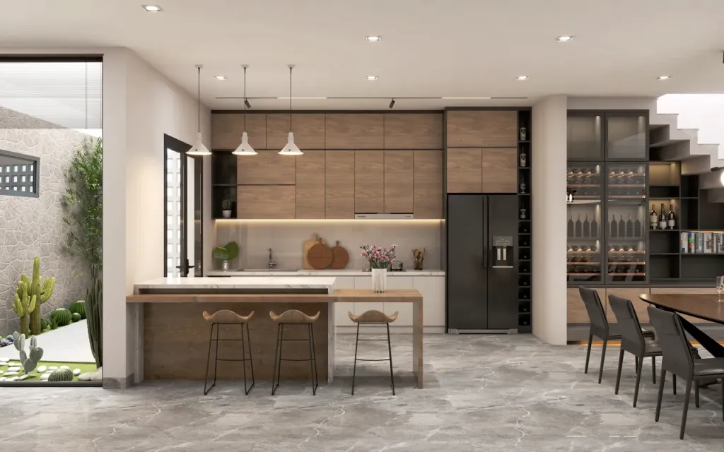 Phòng bếp - Nhà phố Vũng Tàu 450m2 - Phong cách Modern  | Space T