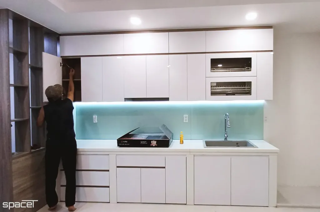 Phòng bếp - Hệ tủ bếp Nhà Quận 12 - Phong cách Modern  | Space T