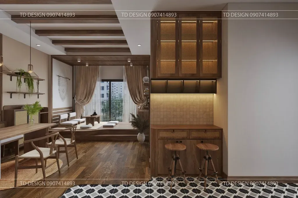 Phòng bếp - Concept Căn hộ nhà anh Hiếu 78m2 - Phong cách Wabi Sabi  | Space T