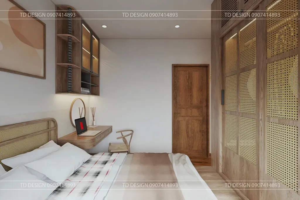 Phòng ngủ - Concept Căn hộ nhà anh Hiếu 78m2 - Phong cách Wabi Sabi  | Space T