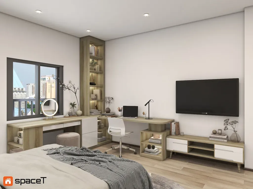 Phòng ngủ - Concept phòng ngủ Nhà phố Quận 1 - Phong cách Scandinavian  | Space T