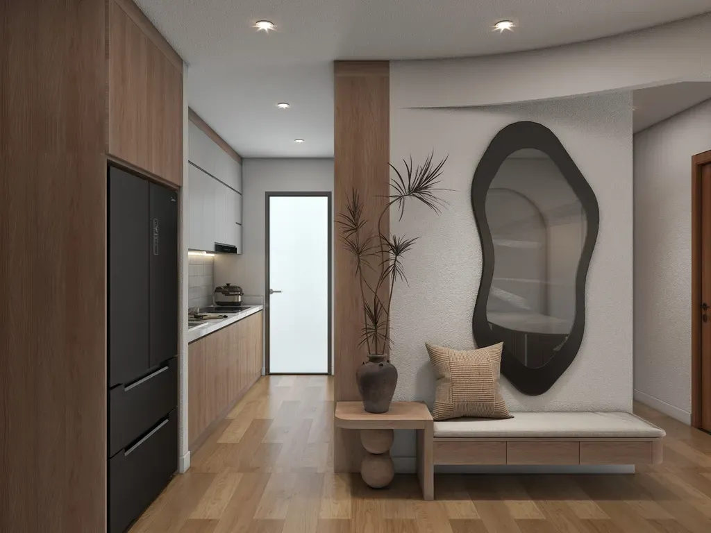 Lối vào, Hành lang - Concept Căn hộ chung cư Bình Thạnh 75m2 - Phong cách Japandi  | Space T