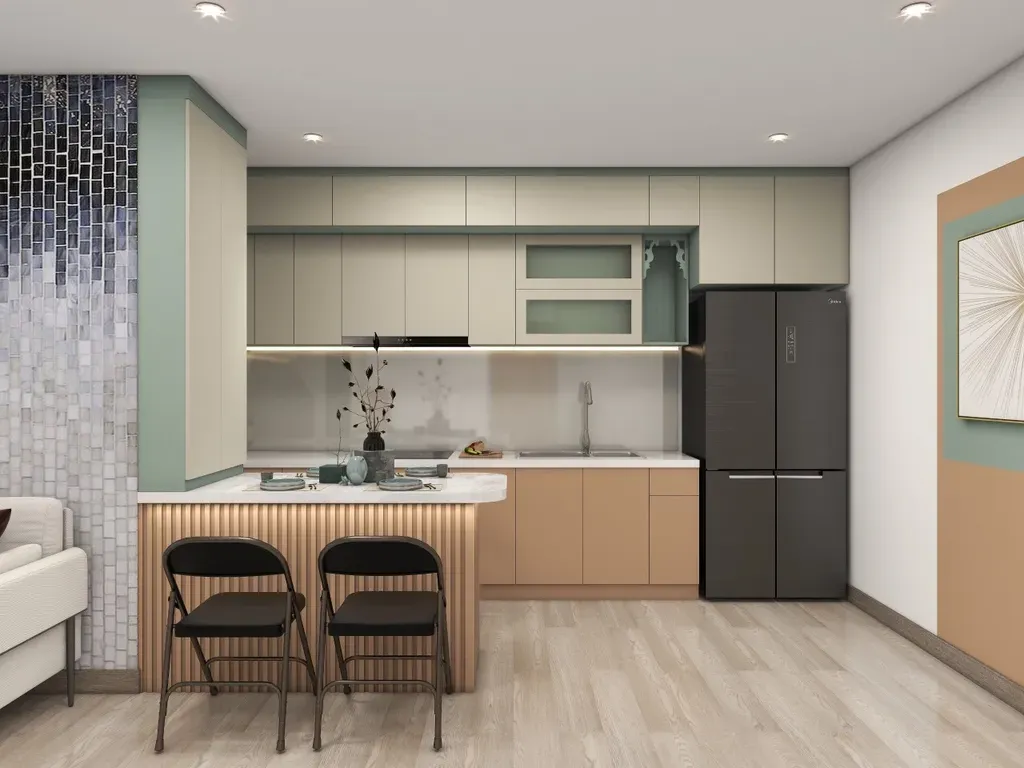 Phòng bếp - Concept Căn hộ chung cư Tân Hương 70m2 - Phong cách Color Block  | Space T
