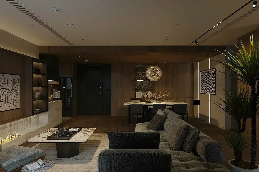 Phòng khách - Concept Căn hộ chung cư Quận 4 80m2 - Phong cách Modern  | Space T