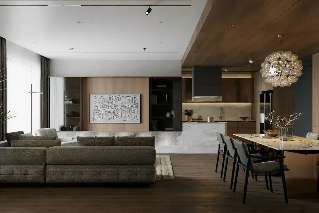 Phòng khách - Concept Căn hộ chung cư Quận 4 80m2 - Phong cách Modern  | Space T