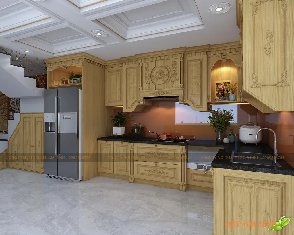 Phòng bếp - Concept Nhà phố Quận 12 - Phong cách Cổ điển  | Space T