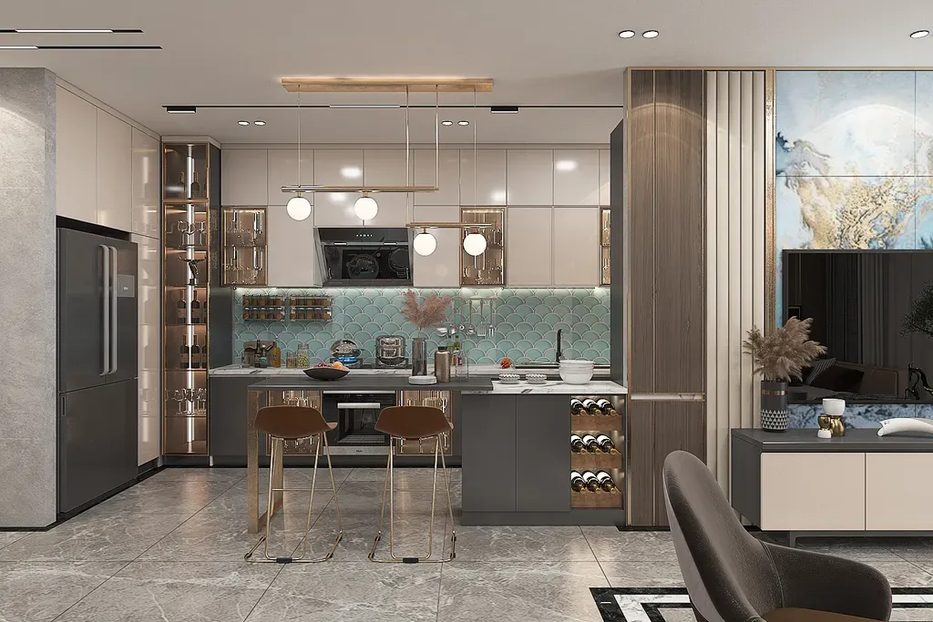 Phòng bếp - Căn hộ Vinhome Central Park Bình Thạnh - Phong cách Modern  | Space T