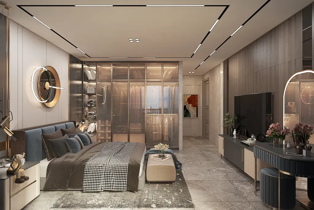 Phòng ngủ - Căn hộ Vinhome Central Park Bình Thạnh - Phong cách Modern  | Space T