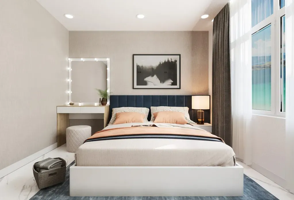 Phòng ngủ - Concept căn hộ theo Phong cách Scandinavian & Nautica Blue  | Space T