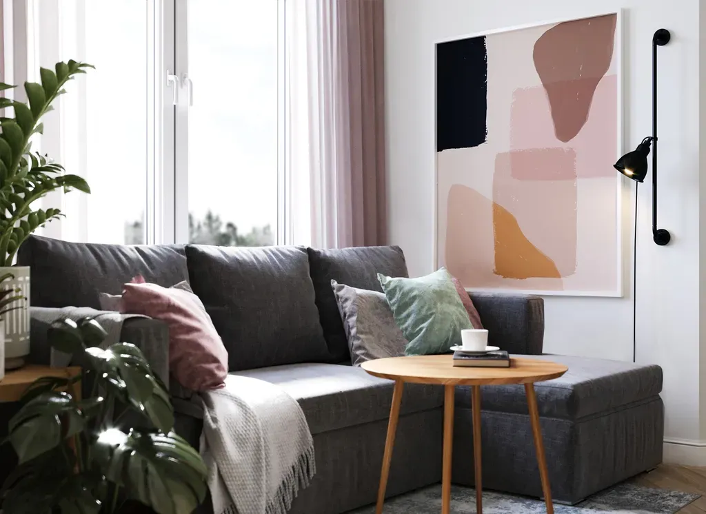 Phòng khách - Concept căn hộ - Phong cách Scandinavian & Color Block  | Space T