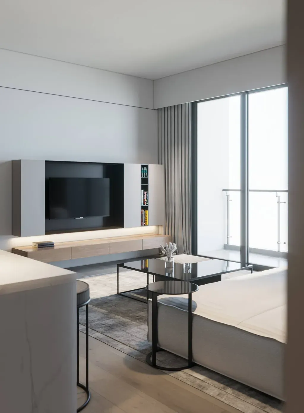 Phòng khách - Concept thiết kế 3D căn hộ - Phong cách Minimalism số 2  | Space T