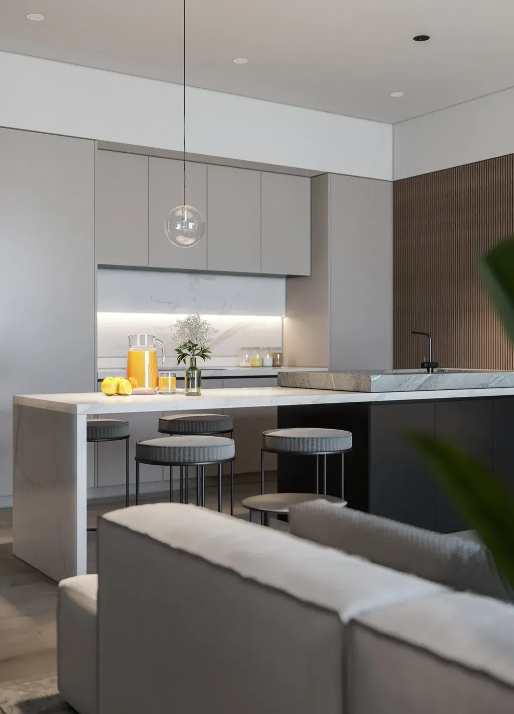 Phòng bếp - Concept thiết kế 3D căn hộ - Phong cách Minimalism số 2  | Space T