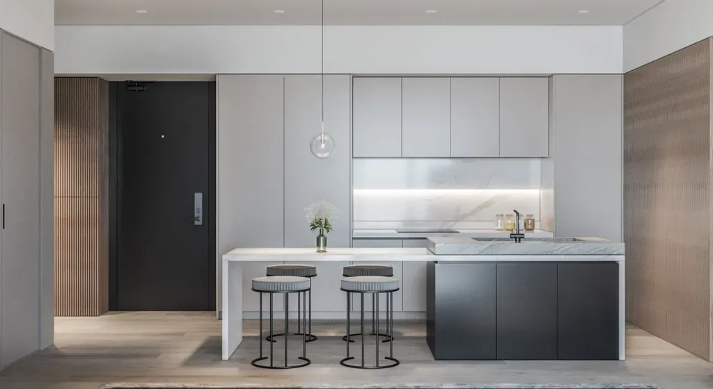Phòng bếp - Concept thiết kế 3D căn hộ - Phong cách Minimalism số 2  | Space T