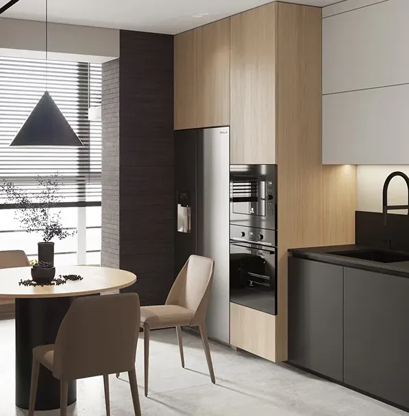 Phòng bếp - Concept thiết kế 3D căn hộ - Phong cách Minimalism số 1  | Space T