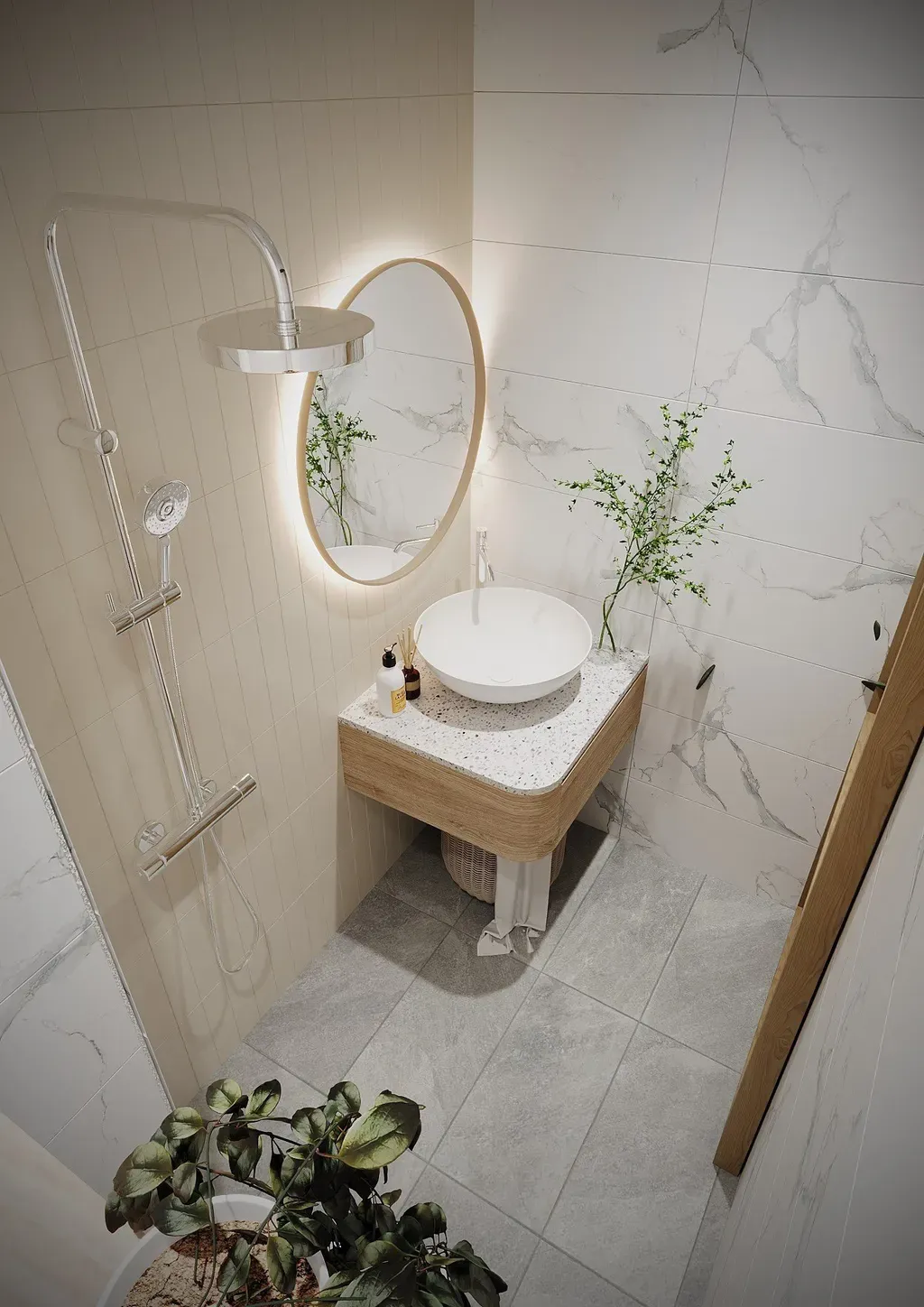 Phòng tắm - Concept nhà phố anh Khánh Bình Thạnh - Phong cách Scandinavian  | Space T
