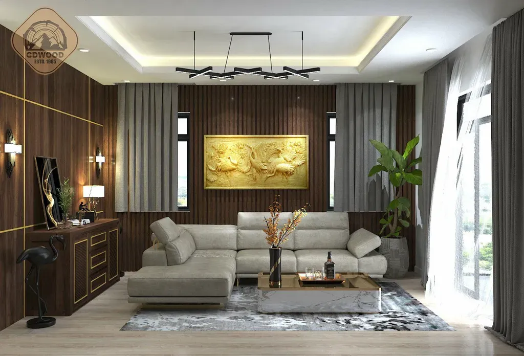 Phòng khách - Concept thiết kế nhà phố Bình Tân - Phong cách Modern  | Space T