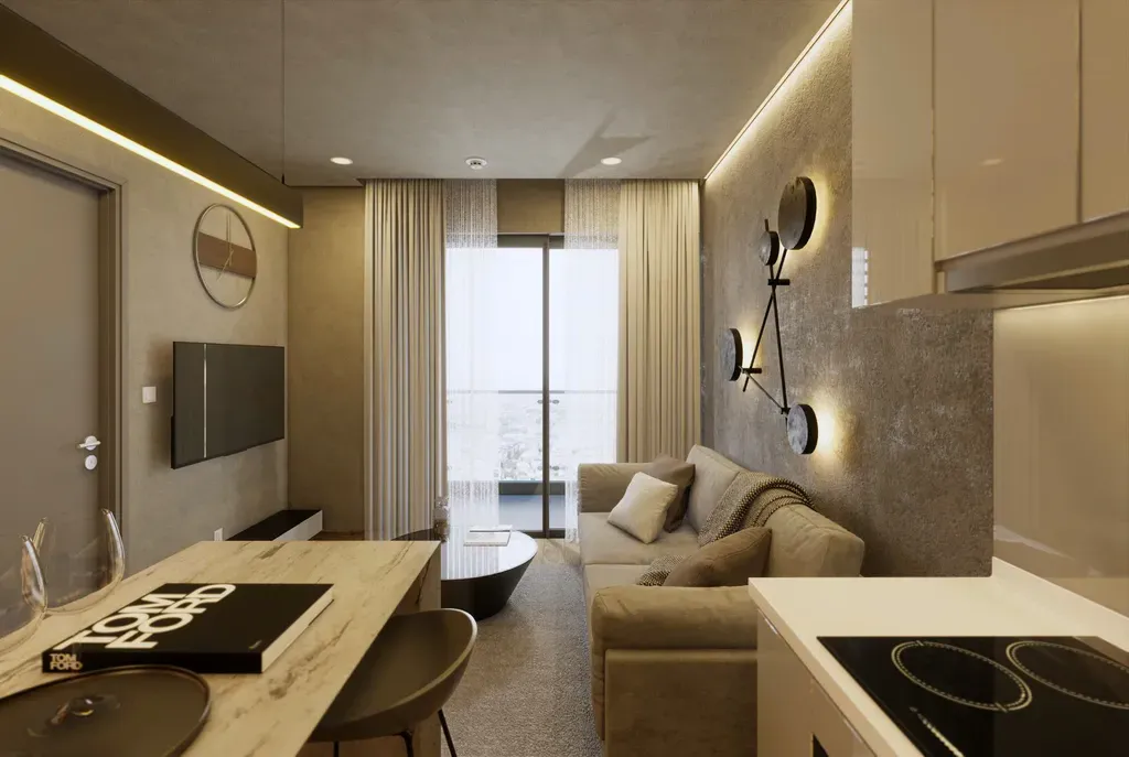 Phòng khách - Concept thiết kế căn hộ SKY 89 quận 7 - Phong cách Modern  | Space T