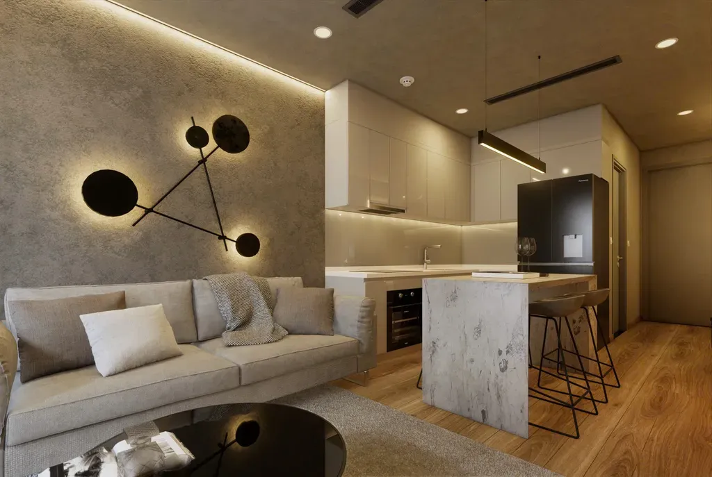 Phòng khách - Concept thiết kế căn hộ SKY 89 quận 7 - Phong cách Modern  | Space T