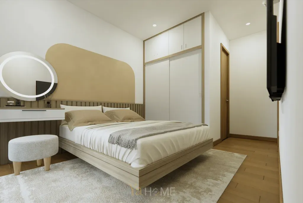 Phòng ngủ, Phòng khách - Concept thiết kế Chung cư Eco Green - Phong cách Minimalist  | Space T