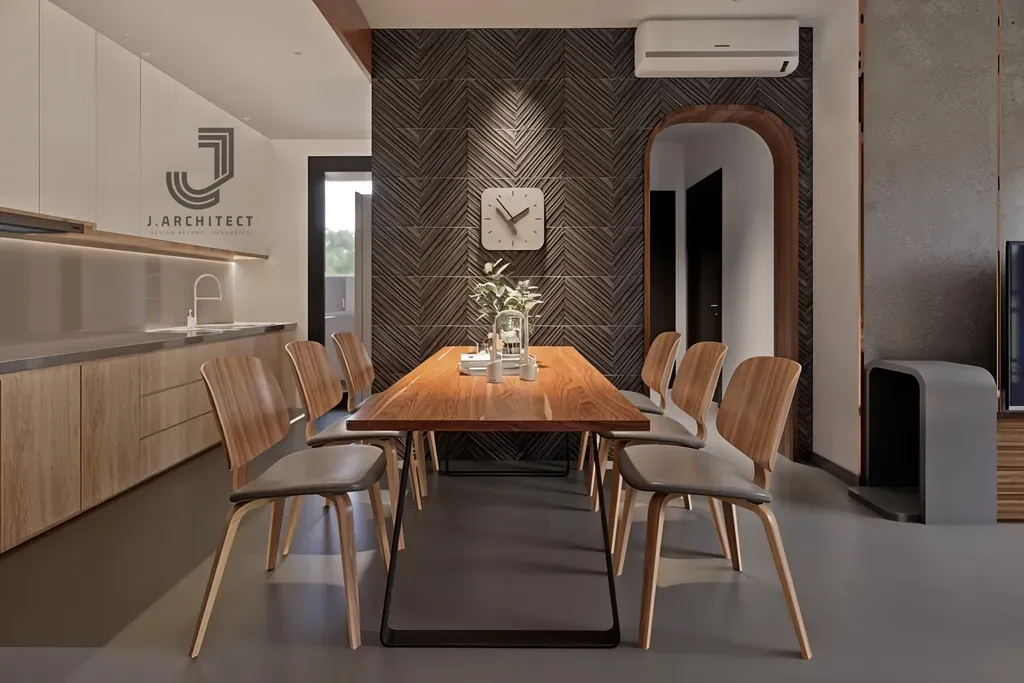 Phòng khách, Phòng bếp - Concept thiết kế Khôi Apartment - Phong cách Mid Century mix  | Space T