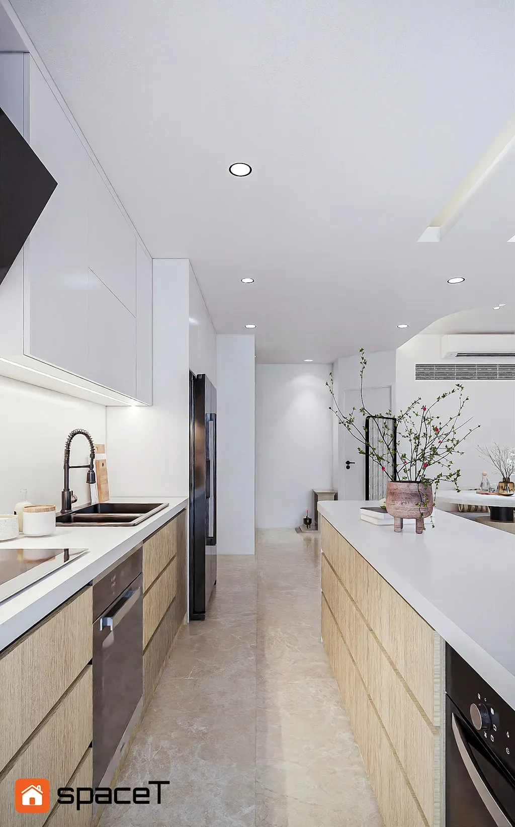 Phòng bếp - Concept nội thất Căn hộ Sunrise City View - Phong cách Minimalist | Space T