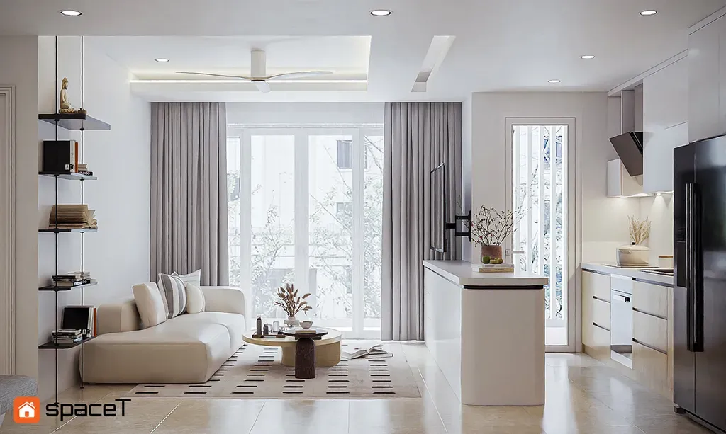Phòng khách - Concept nội thất Căn hộ Sunrise City View - Phong cách Minimalist | Space T