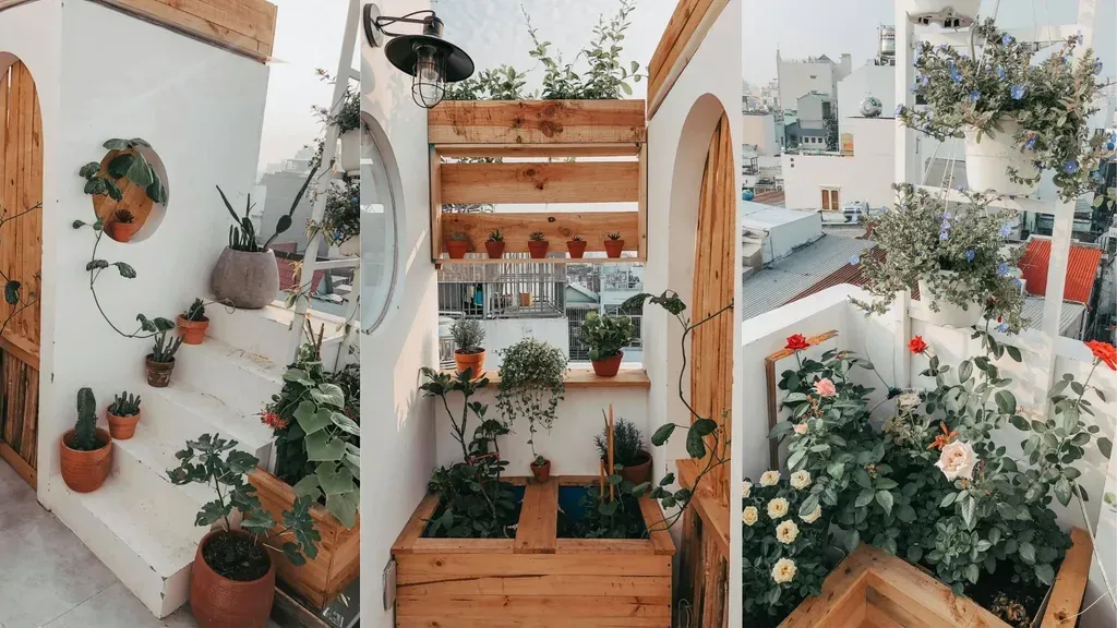 Lô gia, Sân thượng - Tự tay cải tạo nhà phố cũ nát với phong cách Bắc Âu kết hợp Bohemian  | Space T