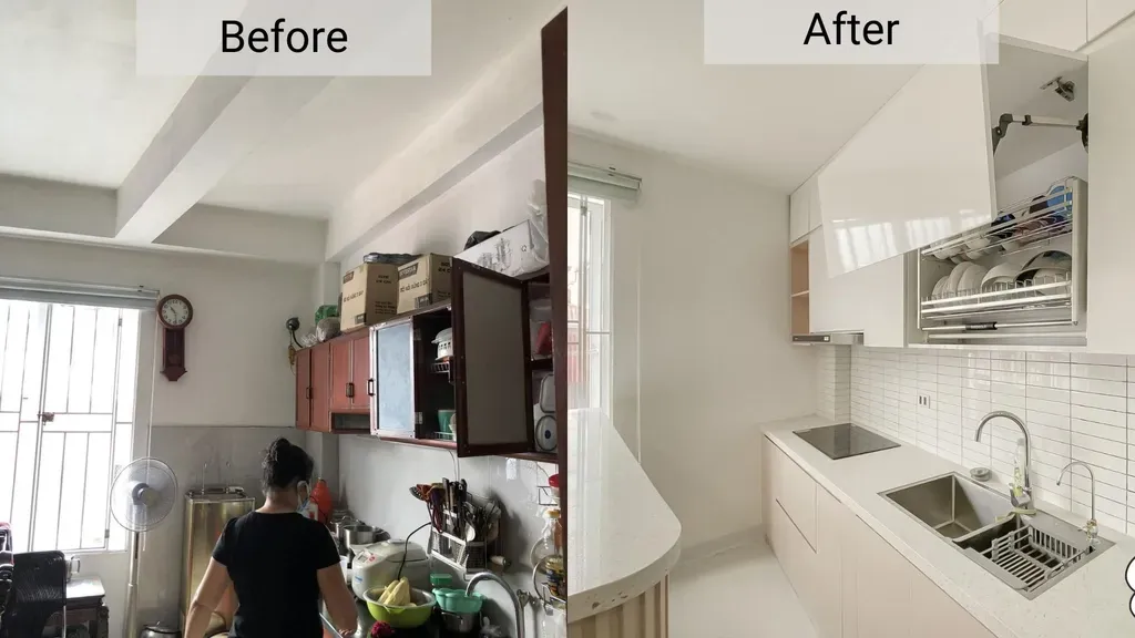 Phòng bếp - Cải tạo căn hộ cũ 30m2 thành tổ ấm tiện nghi, xinh xắn kiểu Hàn Quốc | Space T