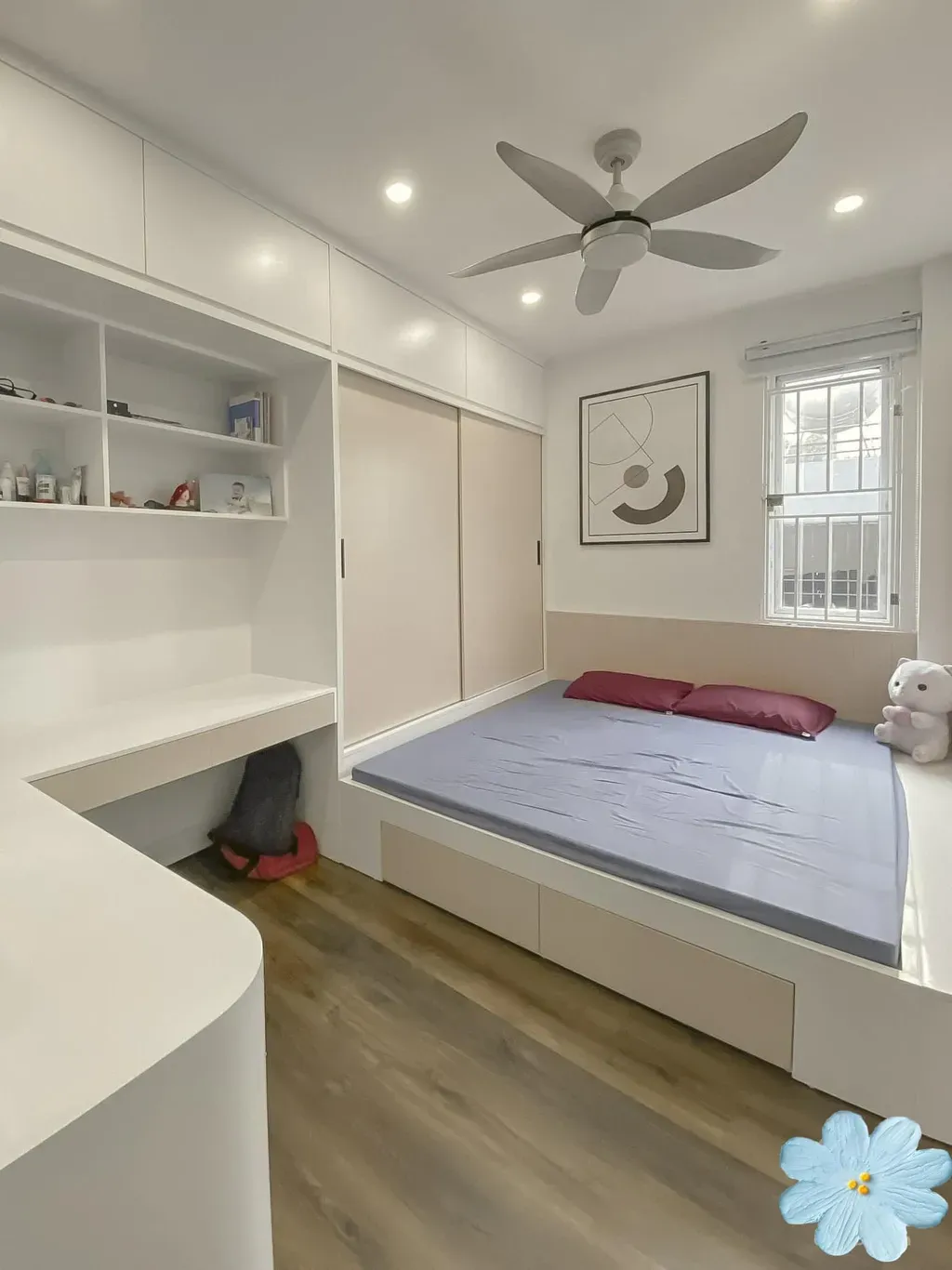 Phòng ngủ - Cải tạo căn hộ cũ 30m2 thành tổ ấm tiện nghi, xinh xắn kiểu Hàn Quốc | Space T