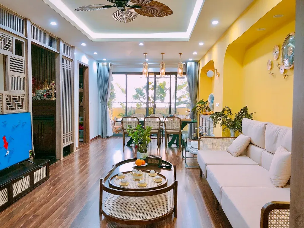 Phòng khách - Ý tưởng cải tạo nhà phong cách Indochine kết hợp Modern | Space T