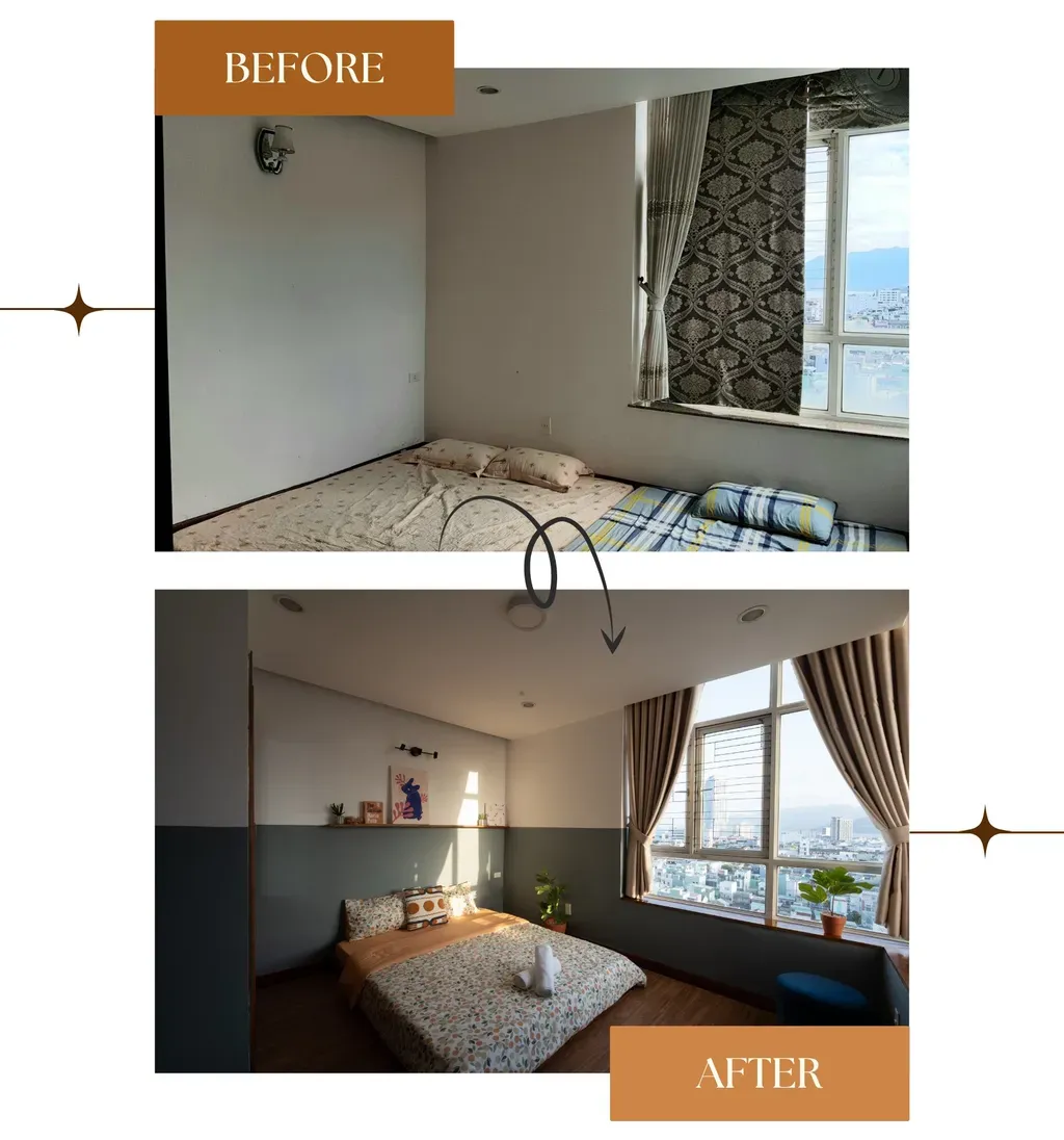 Phòng ngủ - “Thổi hồn” cho căn hộ 95m2 thuê du lịch tại Quy Nhơn | Space T
