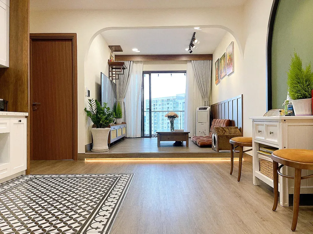 Phòng khách - An Yên Là Nhà: Căn hộ phong cách Japandi kết hợp cổ điển | Space T