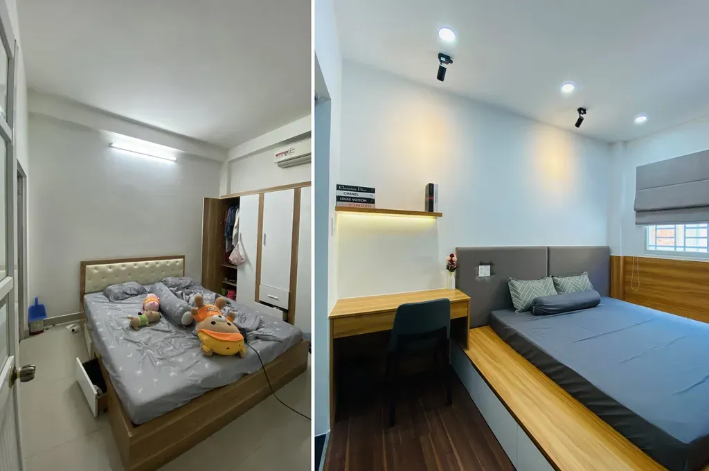 Phòng ngủ - Cải tạo nhà 44m2 từ 2 tầng: sửa 1 tầng thành tầng lửng, giải phóng không gian | Space T