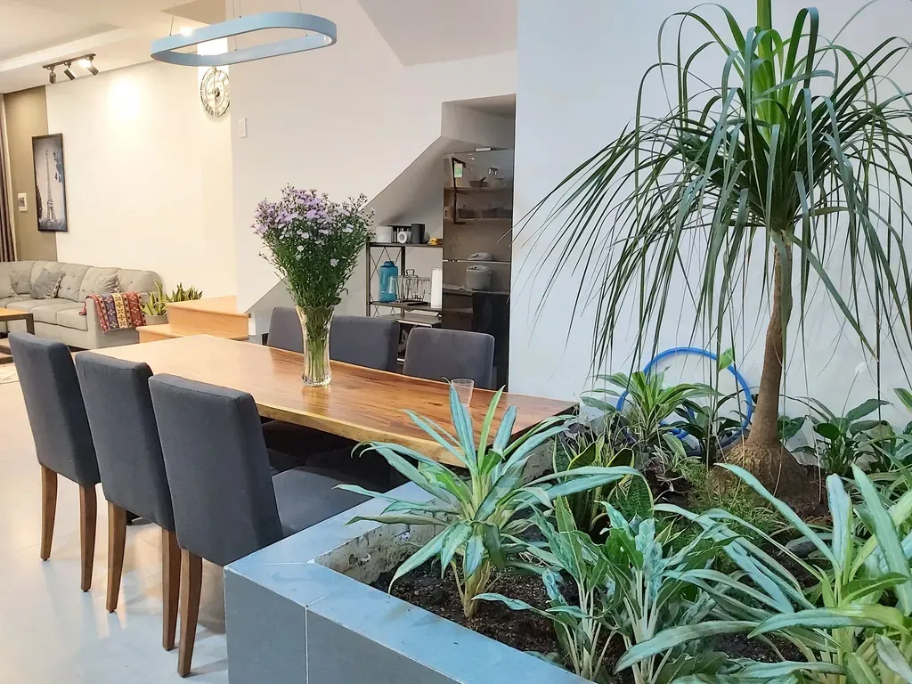 Phòng ăn - Nhà phố có 5 sân, thiết kế nội thất tối giản gần gũi thiên nhiên | Space T