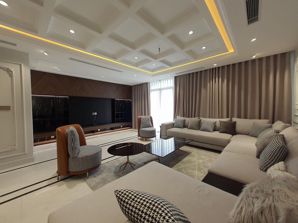 Phòng khách - Nhà phố thiết kế nội thất cao cấp sang trọng như khách sạn 5 sao  | Space T