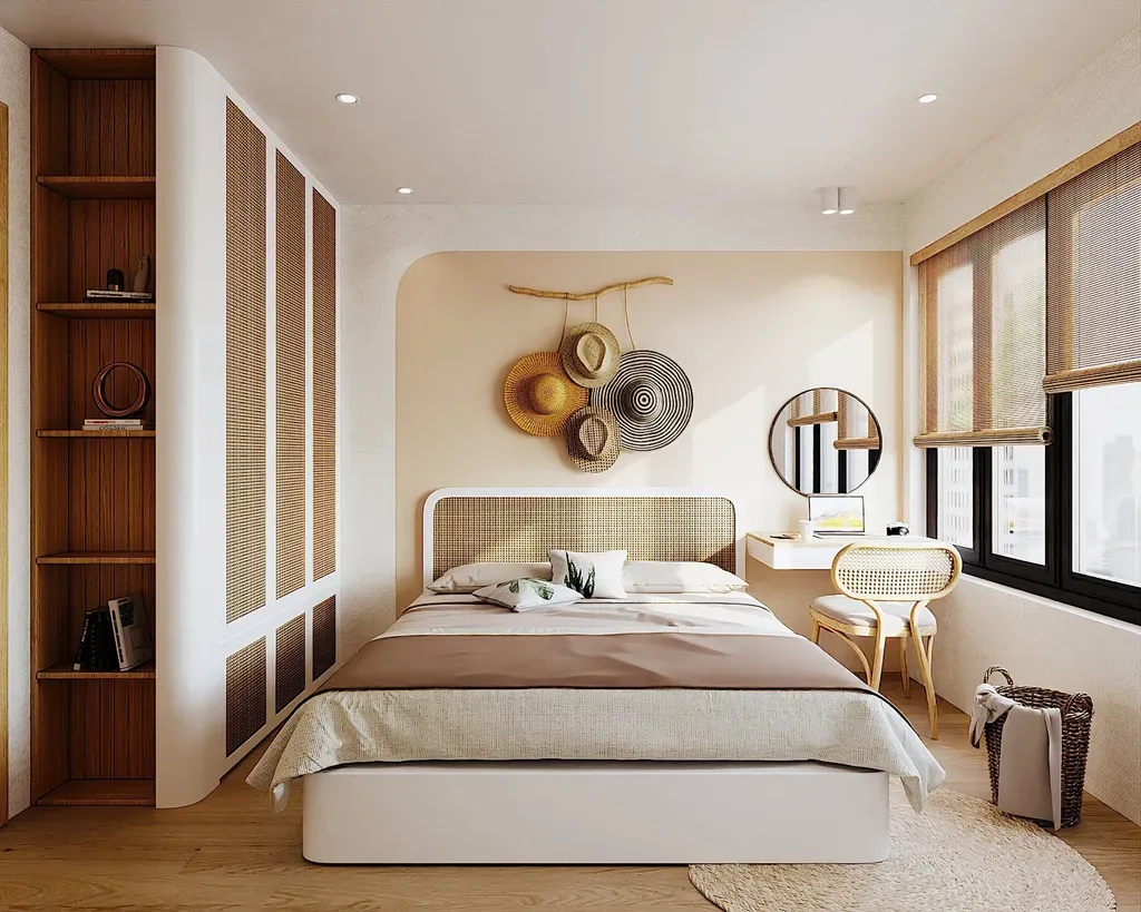 Phòng ngủ - Căn hộ phong cách Hiện đại kết hợp Farmhouse mộc mạc, ấn tượng | Space T