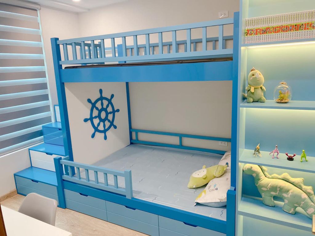 Phòng ngủ, Phòng cho bé - Căn hộ tông xám với phong cách đơn giản, kết hợp chất liệu gỗ ấm áp  | Space T