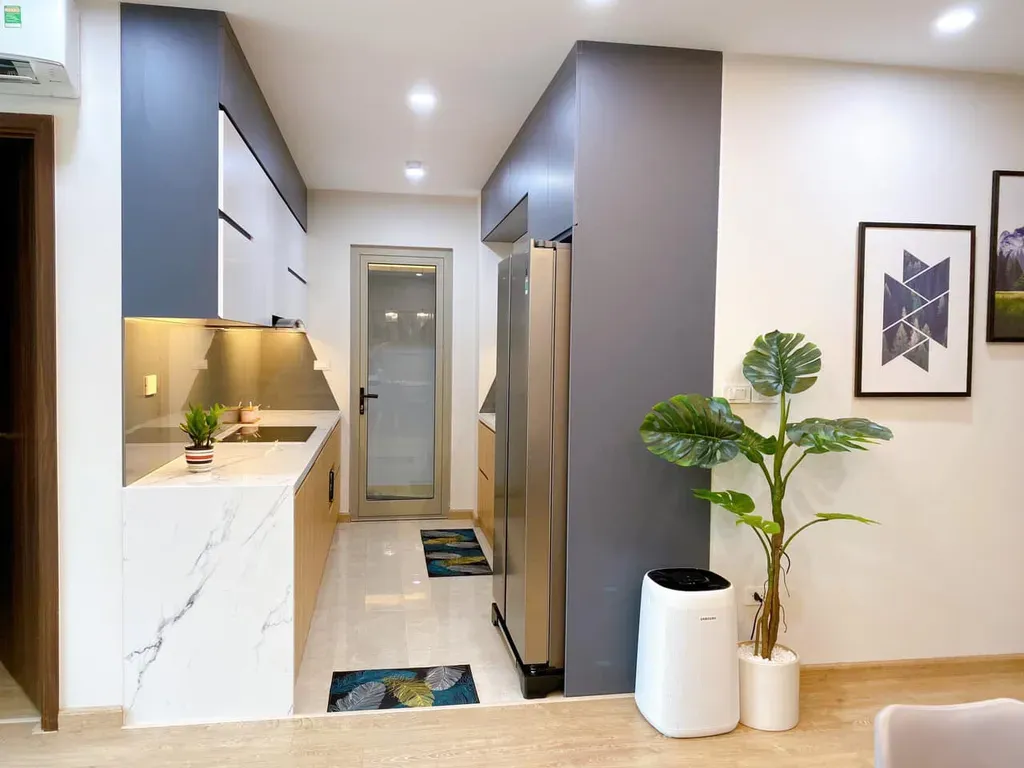 Phòng bếp - Căn hộ tông xám với phong cách đơn giản, kết hợp chất liệu gỗ ấm áp | Space T