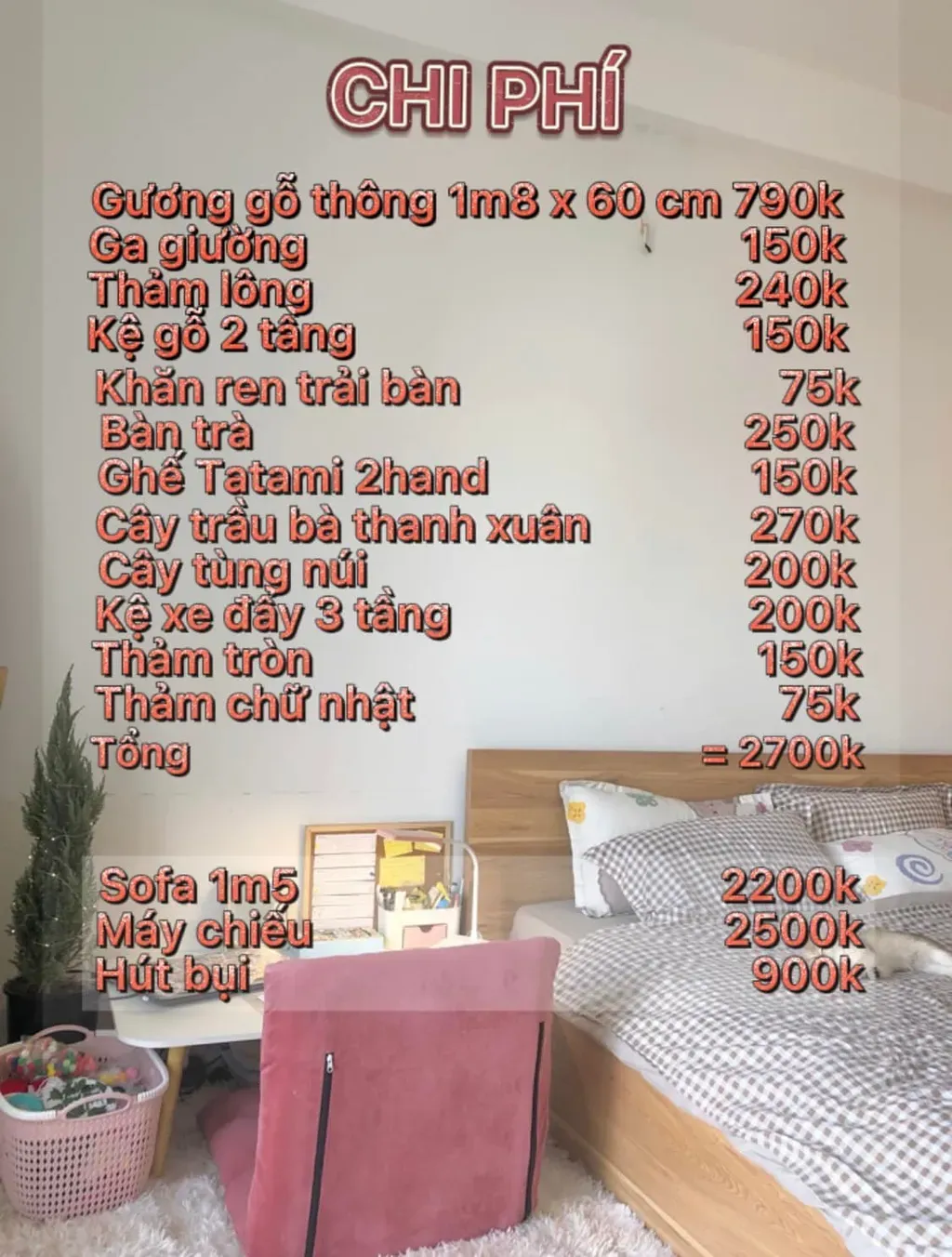 Phòng ngủ - Decor phòng trọ 21m2 đẹp lung linh chỉ vài triệu đồng | Space T