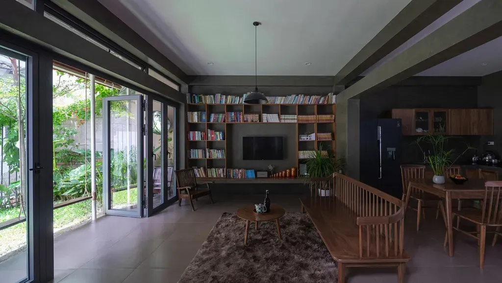Phòng khách - Nhiếp ảnh gia tại Nghệ An xây nhà kiểu lạ: chỉ trát xi măng mà chi phí lại đến 800 triệu đồng | Space T