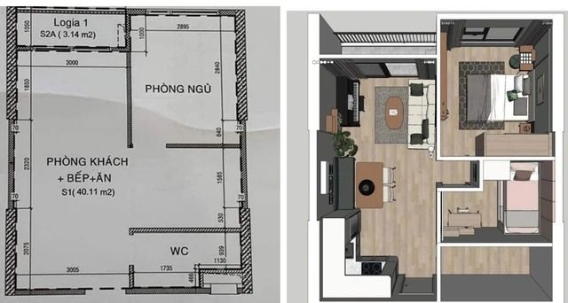 Tổ ấm 40m2 của vợ chồng 2 con phong cách Mid-century modern  | Space T