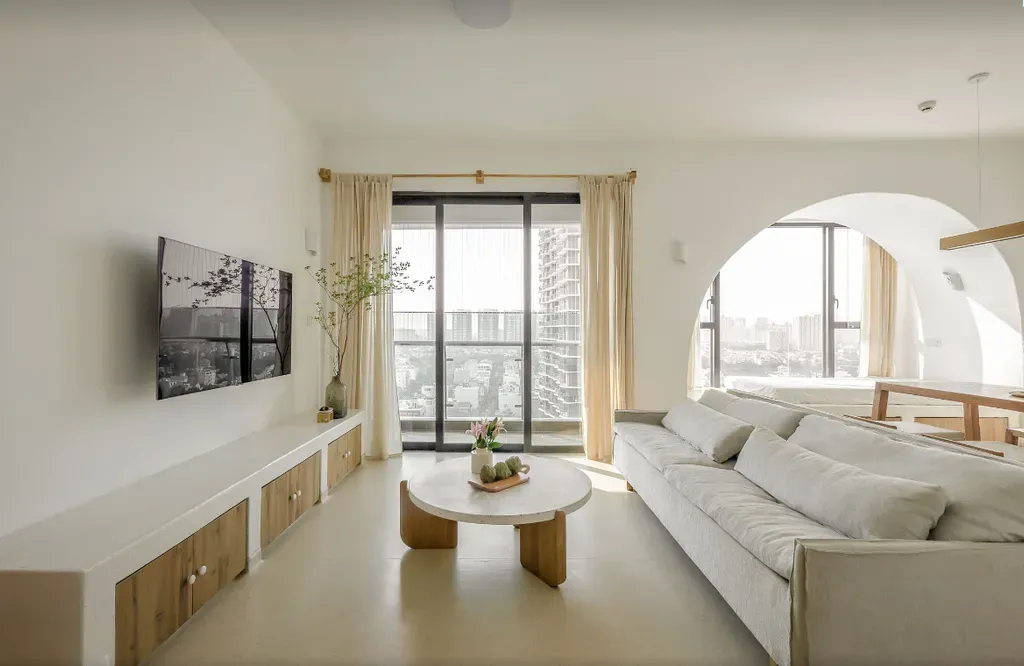 Phòng khách - Ngôi nhà với những bức tường cong độc đáo | Space T