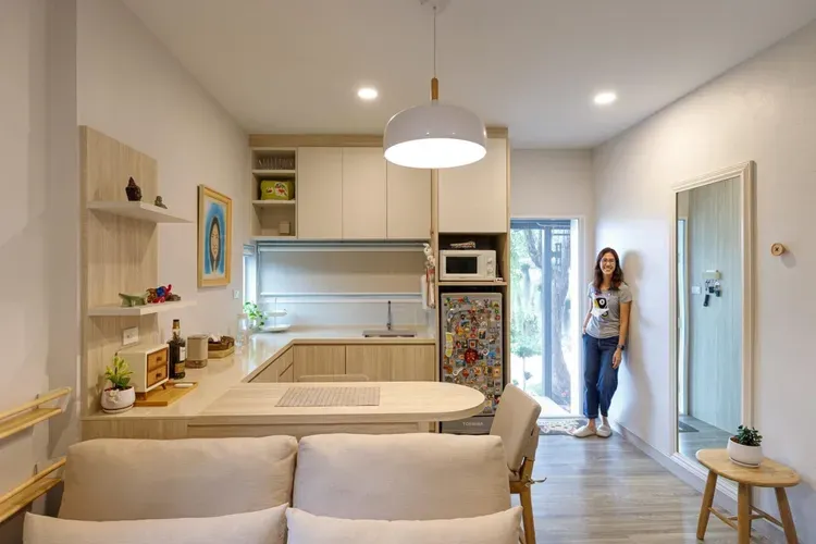 Phòng bếp - Nann Opal: Ngôi nhà cấp 4 mái bằng hình vuông xây kiểu nhà vườn xanh mát  | Space T