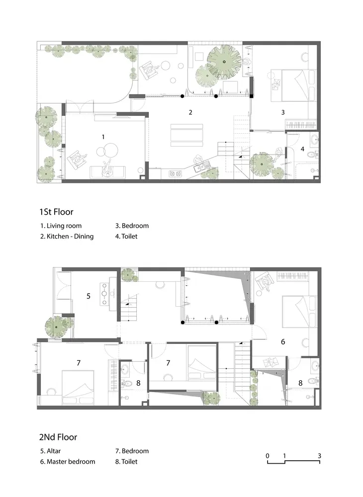 A House - Ngôi nhà 2 tầng bình yên với vật liệu mộc mạc cùng giếng trời thông gió tự nhiên  | Space T